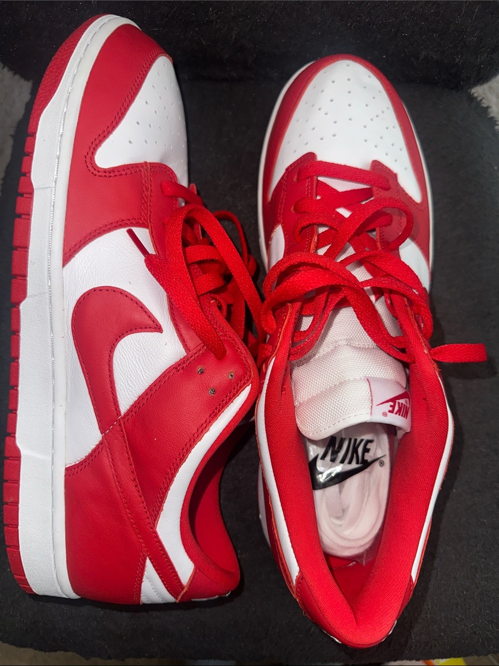 Nike Dunks Red and White Low-Top Sneakers size 14!